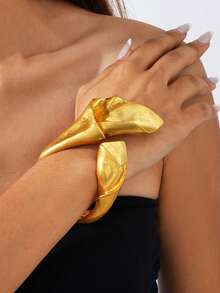 1 件夸张时尚高贵品质金属开口手镯，适合女士，适合办公室、派对、生日、社交活动、购物、约会、送礼