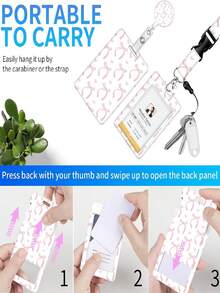 Inspirational Quote Retractable ID Badge Holder With Bowknot Pattern, Detachable Lanyard With Clip Suitable For Office, Doctor, Nurse, Teacher, Student And Various Professionals - Multicolor - View 3