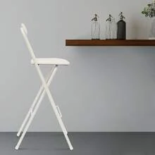 Foldable Bar Chair, Tall Folding Chair 29.5 Inch Seat Height, Portable White Counter Height Stool With Cushion, No Assembly Required - 白色 - 查看 3