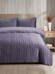 Home Elephant Basic Satin Comforter With Quilted Thread Covers, Queen And King Size - Lilac Purple - View 3