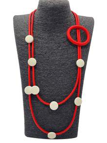 1條雙層橡膠復古木珠項鍊，波西米亞時尚珠寶