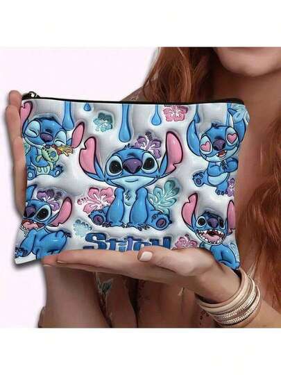 [Disney Licensié] Sac de toilette Stitch - Organisateur de voyage imprimé recto-verso portable - Sac cosmétique multifonctionnel et imperméable