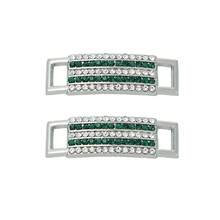 1 Pair Elegant Contrast Color Rhinestone Decorated Shoelace Buckle - Silver Green - View 1