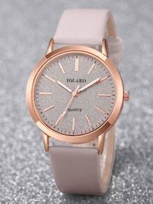 2 件/套女士时尚简约刻度表盘经典优雅石英腕表 + 心形手链，不含表盒