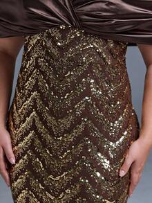 Mgiacy New Sequined Strapless Elegant Plus Size Evening Gown, Ruffle Hem, Bodycon, Fishtail Skirt, Suitable For Formal Parties And Galas - Brown - View 7