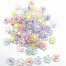 100颗/包 12毫米亚克力透明磨砂花珠串珠小雏菊彩色手链头饰手机链DIY散珠