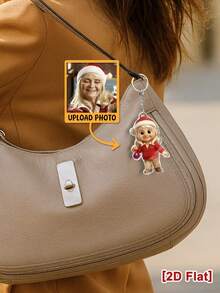 Customized 2D Christmas-Themed Character Model With Santa Hat, Rendered Based On Uploaded Photo, Personalized Keychain Gift For Family And Friends - As Shown - View 11
