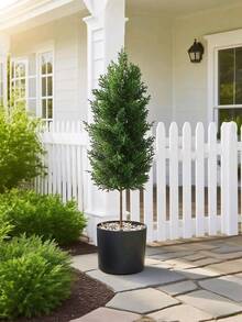 1pc Artificial Plant, Artificial Tree, Juniper, Potted, Artificial Greenery, Juniper Leaves, Excluding Planter, Home Decor, Outdoor Decor, Garden Potted, Floral Arrangement, Landscape Decoration, Christmas Decor, Room Decor, Christmas - Dark Green - View 8