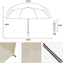 Paraguas Plegable Automático, Paraguas de Bolsillo para Lluvia y Sol, Sombrilla Plegable Grande Resistente al Viento y Lluvia con Protección UV, Portátil para Hombres y Mujeres - Beige - Ver 8