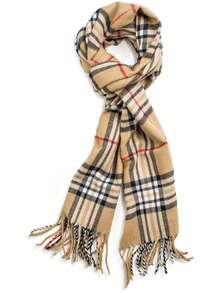 1 Stück karierter Schal mit Quasten-Saum, geeignet für Frauen im Herbst/Winter