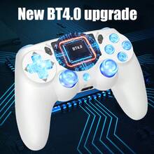 GAMINJA P471 无线控制器带 RGB 灯，兼容 /Slim/Pro/PS3/PC，RGB 多模式灯光效果，双振动，扬声器，六轴陀螺仪，耳机插孔，触摸板和 LED 指示灯 - 彩色 - 查看 8