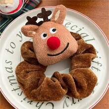 1 pezzo Scrunchie per capelli in peluche a forma di cervo natalizio, elastico per capelli ad alta elasticità, accessori per capelli carini, regalo di Natale, decorazione per la casa, decorazioni natalizie, decorazione per la stanza, inverno - Multicolore - Visualizzare 14