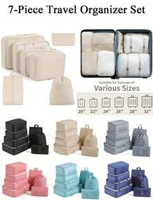 7/1 Piece Women's And Men's Universal Travel Storage Bag, Large Capacity Storage Bag, Multi-Functional Portable Storage Bag, Multiple Sizes, Large Capacity, Multi-Function, Portable Handbag, Clothing Storage Bag - Navy Blue - View 12