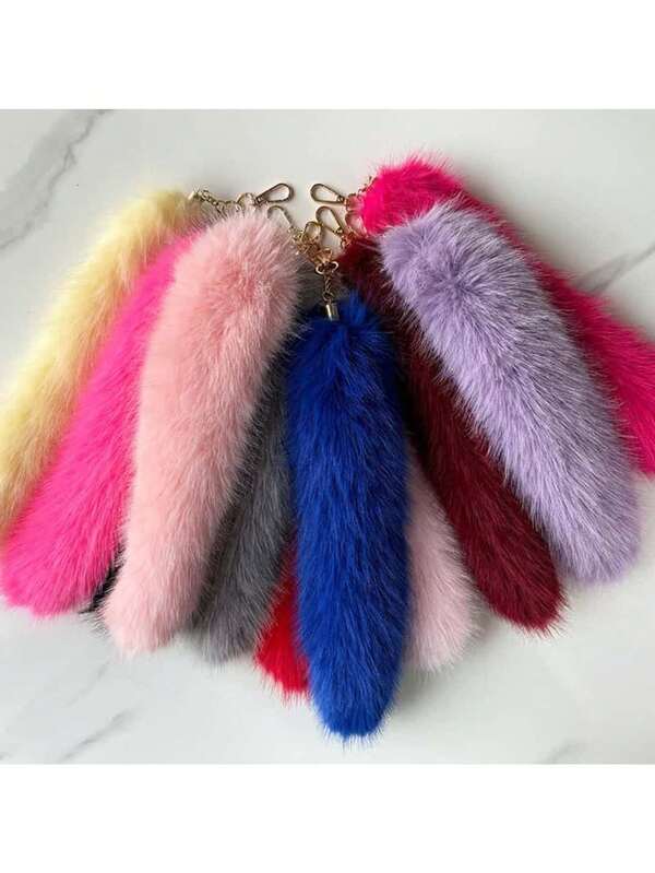 1pc Faux Fox Tail Keychain Bag Charm, Fluffy Backpack Accessory, Plush Car Hanging Decor, Cute & Versatile Accessory Christmas Gift Ideas Bag Accessories Lanyards With Id Holder Car Accessories Bag Charms