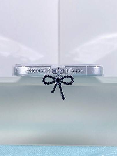 1 pieza Enchufe antipolvo con lazo y diamante negro compatible con puerto de carga , puerto de carga Tipo-C, puerto de datos, enchufe antipolvo con simulación de fruta compatible con Mi, Oppo, Vivo, iPhone5-17, auriculares