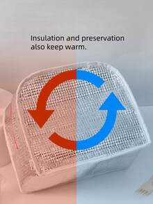 1 Large Capacity Insulated Lunch Bag With Double Pockets, Made Of Thick Aluminum Foil And Durable Oxford Fabric, Equipped With A Fixed Handle, Featuring Heat Insulation And Leak-Proof Functions, Reusable, Waterproof Zipper Lunch Bag