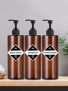 3PCS 500ml Shampoo And Conditioner Dispenser, Refillable Shampoo Pump Bottles For Shower Soap - Empty Body Wash Dispenser Set For Bathroom