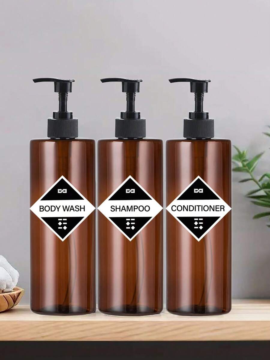 3PCS 500ml Shampoo And Conditioner Dispenser, Refillable Shampoo Pump Bottles For Shower Soap - Empty Body Wash Dispenser Set For Bathroom
