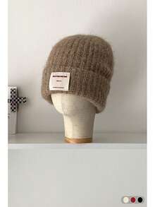 Red Knitted Hat For Women, Warm Thick Knitted Beanie, Korean Style Versatile Baggy Slouchy Cap, Autumn/Winter - Multicolor - View 7
