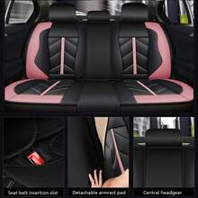 5 Seats Car Seat Covers Full Set Nappa Leather Automotive Seat Cushion Protector Front Rear Full Set Waterproof Universal Fit For Most Sedan SUV Truck - Pink & Black - View 6