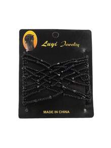 1pc Mesh Rice Bead Hair Comb Women's Bun Maker Fashion Faux Crystal Beaded Hair Comb Bun Styling Hair Clip Hair Accessory Double Row Elastic Magic Hair Comb Daily Quick Bun Hair Comb - Multicolor - View 13