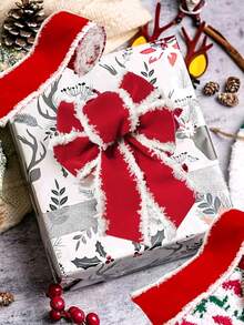 1卷圣诞天鹅绒装饰丝带，DIY圣诞花环装饰，用于包装鲜花礼品、蝴蝶结、DIY派对装饰、情人节装饰，适用于房间装饰、圣诞装饰、家居圣诞装饰、圣诞礼物、生日配饰、礼品包装用品、冬季圣诞装饰、家居圣诞礼物、圣诞装饰