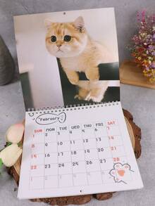 1 szt. 2026 Fantastyczny kalendarz z kotami | Miesięczny i dzienny planer z ilustracjami kotów, przenośny organizer na biurko do domu i biura – idealny prezent na święta, urodziny i dla miłośników zwierząt
