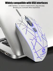 7-Color Backlit Gaming Mouse, Wired Computer/Laptop Mouse, Mechanical Feel USB Wired Mouse For E-Sports, Gaming, Business, Office, Home Use - Multicolor - View 5