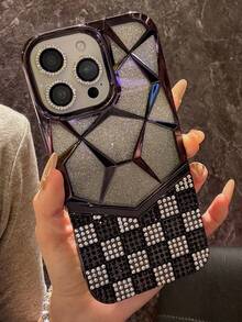 Funda de teléfono con diamantes brillantes y tarjeta brillante compatible con iPhone 17, 16, 15, 14, 13, 12, 11 Pro Max, cubierta protectora a prueba de golpes - Negro - Ver 4