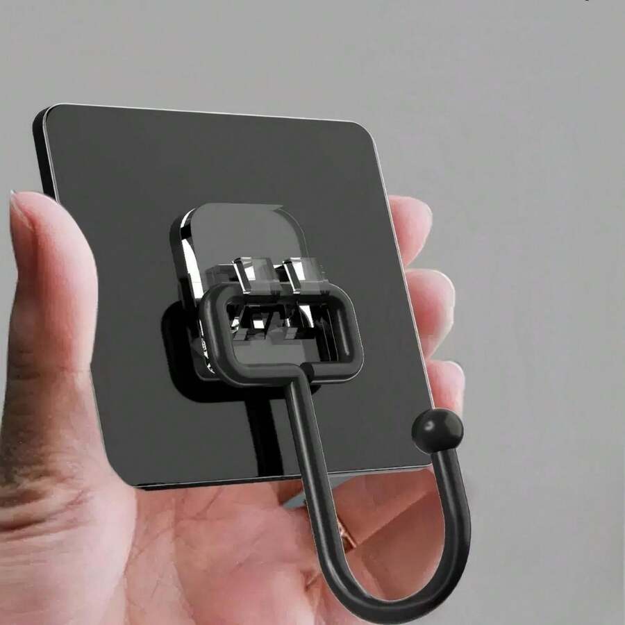 5 Peças de Ganchos de Parede Autoadesivos Pretos, Ganchos Autoadesivos Sem Furos, Ganchos Práticos, Ganchos de Parede, Ganchos de Plástico, Ganchos Multifuncionais Montados na Parede, Ganchos para Banheiro, Organizador de Cozinha e Banheiro - Design Sem Emendas, Sem Necessidade de Perfuração, Fácil de Usar, Adequado para Casas, Banheiros, Cozinhas, Escritórios, Pode Pendurar Toalhas, Chaves, Roupas, Copos, Pás, Abre-Latas, Tesouras, Etc. - gancho preto - Visão 1