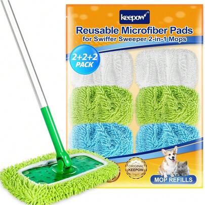 6er Pack für  Feuchte Bodentücher, Ideal für  Bodenwischer Nass, Waschbar für  Bodentücher Wiederverwendbar, Mikrofaser für  Wet, Trockene/Feuchte Bod