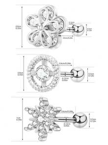 1 pièce Boucle d'oreille en acier inoxydable décontractée avec zircone multi-éléments pour cartilage, bijou pour hommes et femmes, cadeau quotidien ou de festival