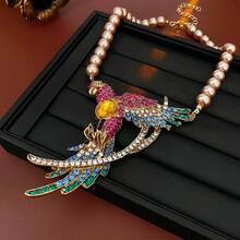 Creative And Fashionable Imitation Pearl Parrot Bird Wings, Cute Animal Necklace, Light Luxury, Niche Elegance, Retro High-End Design Sense, Earrings, Daily Leisure Commuting Accessories, Suitable For Banquets, Parties, Birthdays And Holiday Gifts For Girlfriends And Girlfriends - 項鍊-彩色(環保) - 查看 6