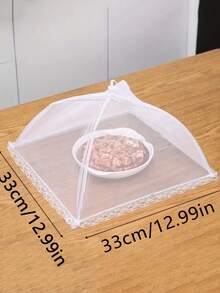 1pc White Foldable Mesh Food Cover Net For Dining Table, Anti-fly Dustproof Kitchen Outdoor Picnic Dish Cloche