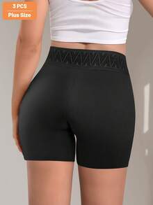 3pcs Plus Size Women High Waist Seamless Briefs, Tummy Control, Soft & Breathable, Stretchy - Multicolor - View 5