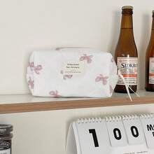 Ladies Cosmetic Bag, Zipper Closure, Quilted Fabric, Minimalist Style, Sweet Satin Bow Design, Toiletry Bag, Storage Bag, Suitable For Home, Travel And Daily Use Bags, Makeup Bag, Vanity, Make Up Bag, Travel Essentials, Organizer, Storage, Makeup Organizer, Makeup Bags, Toiletry Bag, Desk Organiser, Cosmetic Bag, Makeup Pouch, Make Up Organizer, Vanity Accessories, Make Up Pouch, Make Up Bag, Vanity, Make Up Pouch, Travel Essentials, Pouch Bag, Vanity Accessories, Small Makeup Bag, Cosmetic Bag, Large Capacity, Large Makeup Bag,Christmas Gifts,Pouch,Travel,Gifts For Women,Women's Necessaire,Travel Essential,Pouch,Clutch / Small Handbag,Necessaire,Makeup Organizer,Makeup Organize,Pouch,Brush Holder,Mini Pouch,Large Capacity Pouch