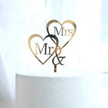 Acrylic Mr & Mrs Cake Topper, Bride And Groom Sign Wedding Engagement Anniversary Dessert Cake Picks Decorations Valentine's Day - Multicolor - View 17