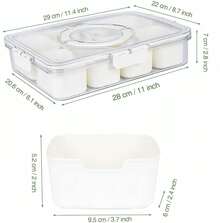 Divided Serving Tray With Lid And Handle, 8 Compartments Snackle Box Container For Portable Snack Platters Large Clear Organizer For Picnic Snacks To Go Dishwasher