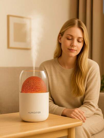 Difusor de Ar Portátil com Luminária Umidificador de Ambientes Vulcão Temático Decoração de Casa Vaporizador de Ar Difusor Aromático