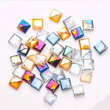 50 件/包 6 毫米/8 毫米中心孔网格方形 8 毫米边缘孔扁平玻璃珠，DIY 珠宝配件，适用于手链、钥匙扣、腰链、鞋子、服装和其他工艺品 - 網格扁方 - 查看 12