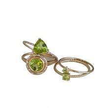 Ins Internet Celebrity Green Field Fairy Tale Peridot Ring Set High-End Niche Colorful Gemstone Ring Vintage Gold-Plated Ring For Women - 8 - 查看 5