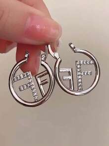 1 par de nuevos pendientes con letra F, diseño de nicho de lujo ligero, pendientes personalizados de temperamento, regalo de joyería