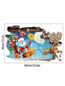 1PC Christmas Wall Sticker Santa Claus Breaks The Wall Decoration Wall Sticker Bedroom Living Room Holiday Party Home Decoration Christmas Sticker Christmas Decorations Room Decor Wall Stickers Stickers Christmas Decorations Home