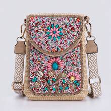 High-End Mode Persönlichkeit Stroh Geflochtene Ein-Schulter Umhängetasche für Frauen Neue Mode Perlen Tasche Geflochtene Damen Ein-Schulter Handytasche - 23# - Übersicht 3