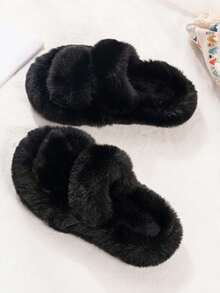 1 Pair Children's Fluffy Slippers For Autumn/Winter, Soft & Comfortable, Suitable For Toddlers & Kids Indoor Warm House Slippers