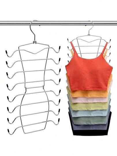 1 Pieza Percha plegable de acero inoxidable para el hogar, Tendedero y almacenamiento de ropa interior, con 8/4 capas, ganchos para sostenes, estante de almacenamiento con múltiples cubiertas y sin costuras para chalecos tipo halter, decoración de Halloween, decoración navideña