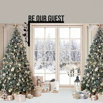 1pc Metal Iron Black "BE OUR GUEST" Room Decor Door Corner Hanging Sign, Metal Door Top Decor, Home Room Decor, Wall Decor, Suitable For Halloween, Christmas, Guest Room, Living Room, Outdoor Patio Decoration
