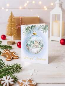 12Sets Merry Christmas Greeting Cards With Christmas Tree,Christmas Ball,Christmas Socks Design,Watercolor Christmas Cards,Including Note Card And Envelope,Merry Christmas Decoration,Christmas Party Favors - Multicolor - View 11