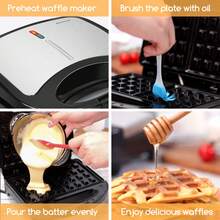 1pc 750W Waffle Maker, Makes 2 Crispy Waffles, Non-Stick Coated Plates, Temperature Control, Locking Clip, Cool-Touch Handle, Upright Storage, Compact Design Ideal For Small Kitchens - EU F Type Plug(220-240V) - View 4