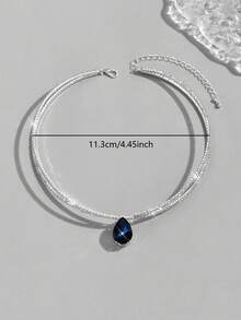 1 chiếc vòng cổ choker chéo đính đá Rhinestone & Zirconia thời trang sang trọng dành cho nữ, thích hợp để đeo hàng ngày và dự tiệc - màu xanh nước biển - Xem 4